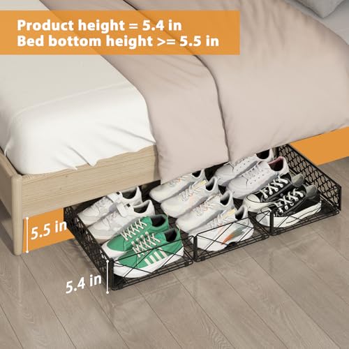 NADAMOO Large Under Bed Storage with Wheels, Low Profile Rolling Under Bed Storage Containers，Foldable Metal Under the Bed Organizer Bins for Bedroom，2 Packs - style: Pack of 2