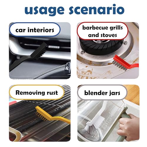 Betanull Crevice Cleaning Brush Set, Multi-Purpose Hard Bristle Brushes for Deep Cleaning Kitchen, Bathroom, Grout, Sink, Cup, Teapot, Bottle, Blender, Corners, Tight Spaces & More