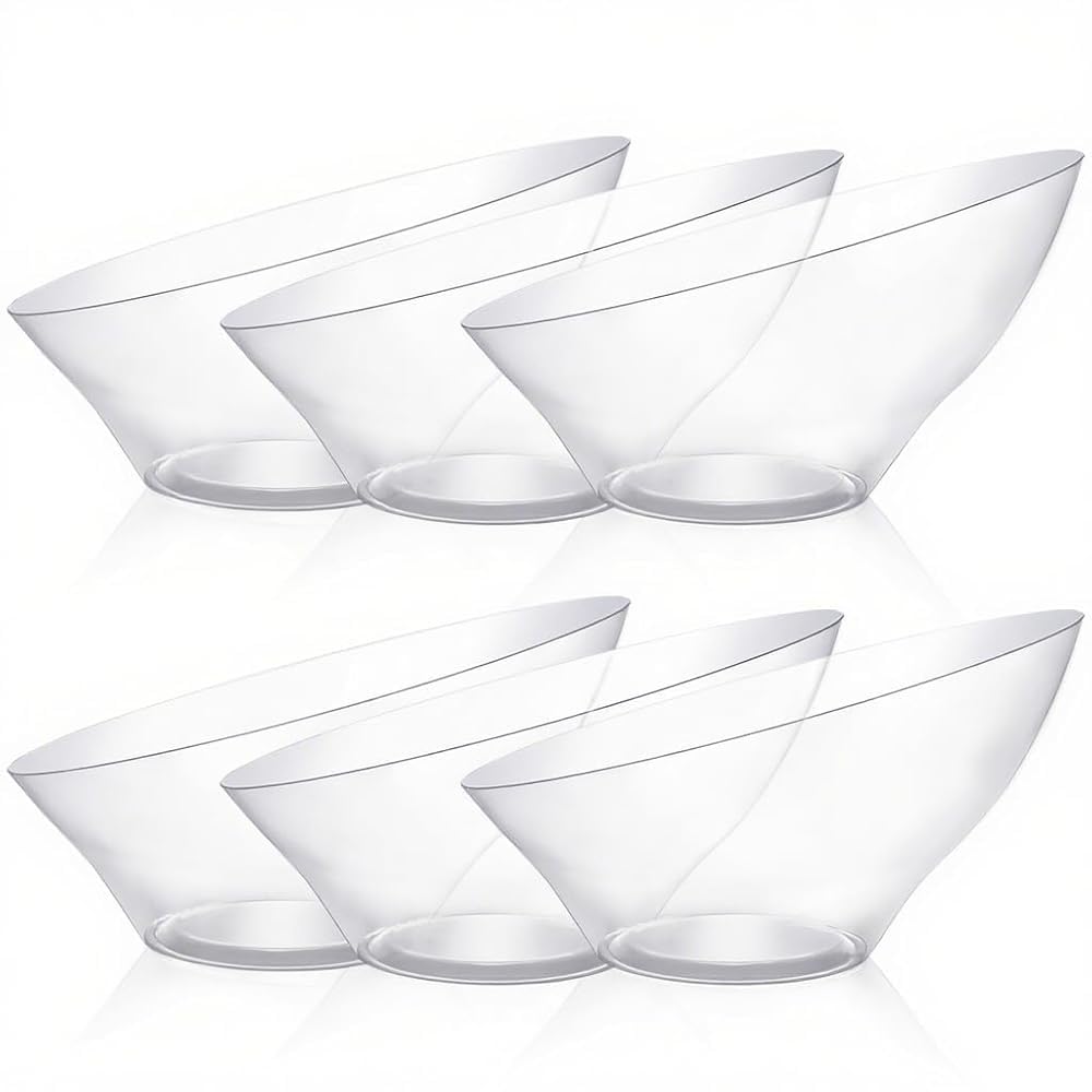 BESTVIP 20 Oz Black Plastic Angled Serving Bowls, 12 Pack
