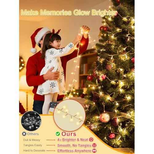 Christmas Lights with 1000 LEDs, 328FT Extra Long Plug in Fairy String Lights for Outdoor Tree and Indoor D?cor, 8 Modes & Timer, IP65 Waterproof Lights for Yard Garden Decor (Warm White)