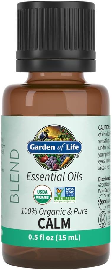 Garden of Life Essential Oils, 100% Organic and Pure Lavender Essential Oil Plus Chamomile & Fir Balsam - Calm Blend for Diffusers, Home, Skin & Body Care, Calming, Relaxing, Soothing, 0.5 fl oz