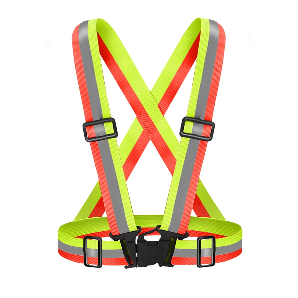 Fepdiu High Visibility Reflective Vest Safety Vest Running Reflective Gear Adjustable Reflective Vest for Walking,Jogging,Hiking,Night Cycling (Black)