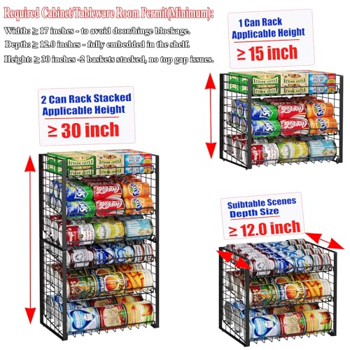 JKsmart 3-Tier Stackable Can Rack Organizer for Pantry, Adjustable Can Storage Holder for Various Ounces of Canned food Soda Drinks, Can Dispenser for Kitchen Cupboard Cabinet, 2 Pack - size: 3 Tier - 2Pack
