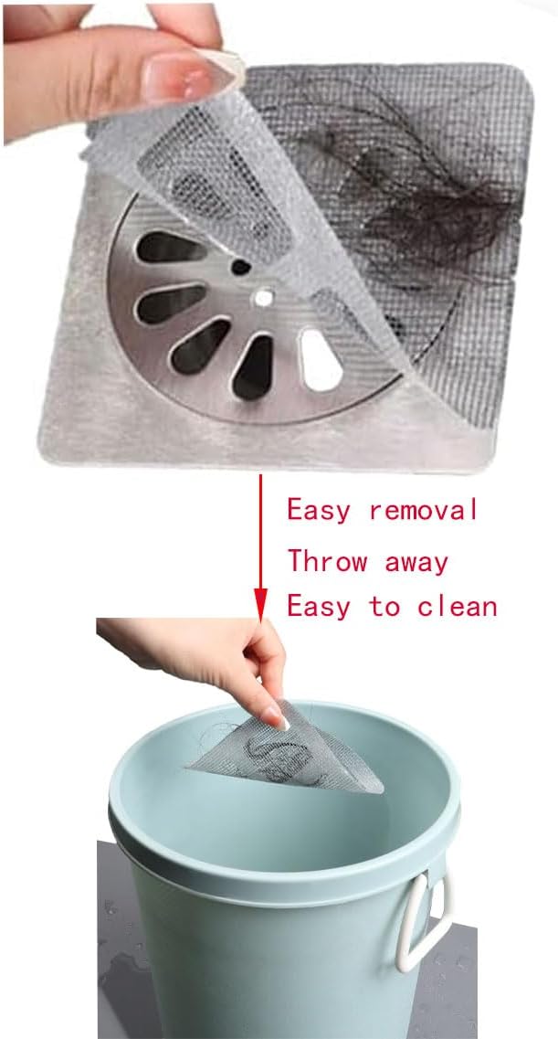 Disposable Floor Drain Sticker, Hair Drain Catcher, Shower Drain Square Mesh