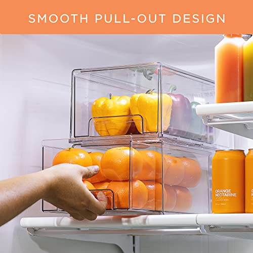 Sorbus Large Clear Storage Drawers (2 Pack) – Stackable Pull-Out Storage Bins with Handles, Slide Out Organizer Drawers for Pantry, Fridge, Kitchen – Stackable Acrylic Storage Bins - size: 2 Pack