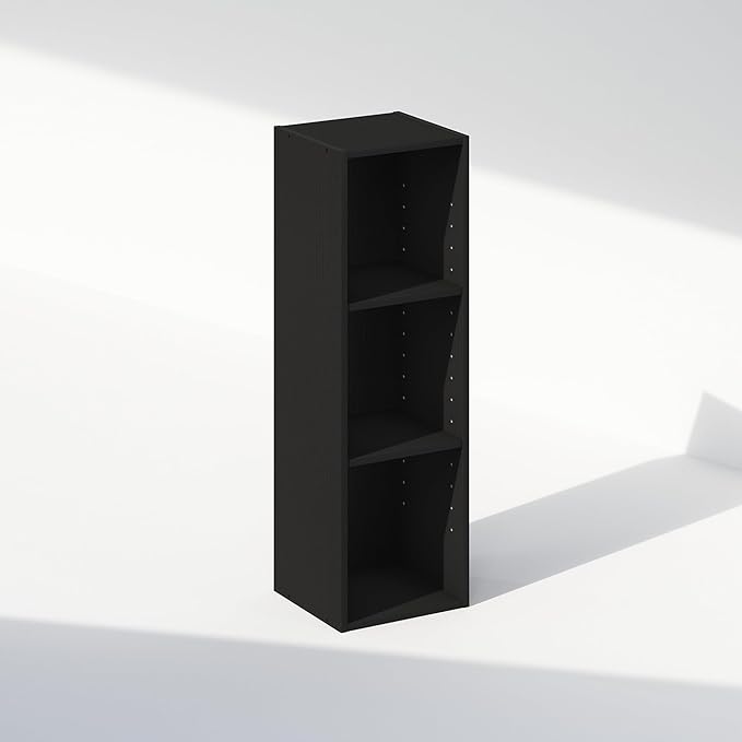 Furinno Reed 3-Tier Closet Organizers and Storage, Closet Organizer, Open Shelf Closet Storage, for Wardrobe, Bedroom, Living Room, 10-Inch Width, Blackwood