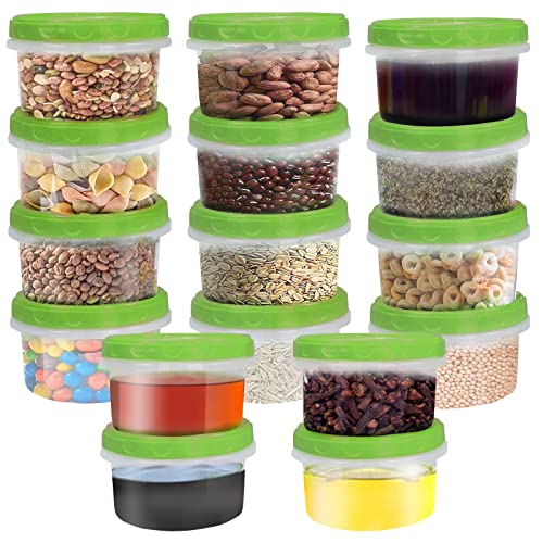 Jucaifu 16 Pack 8 Ounce reuseable small plastic freezer storage container jars with screw lid for food snacks lunch Green - color: Green(16PCS)