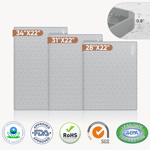 BALEINE 34''×22'' Under Sink Mat, Waterproof Food Grade Silicone Undersink Mat, Cabinet Shelf Drip Tray, Under Sink Liner for Kitchen, Bathroom (Grey) - color: Gray