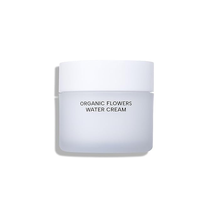 Whamisa Organic Flowers Water Cream, 95.2% Organic, Waterless Formula, Fermented Postbiotic for Deep Hydration & Soothing, Moisturizing (50ml)