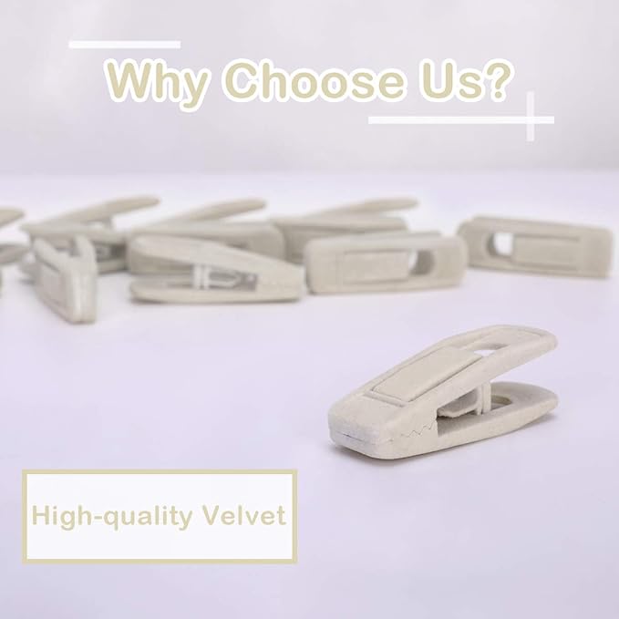 Trgowaul Velvet Hangers Clips, Pants Hangers Velvet Clips, Strong Finger Clips Perfect for Thin Velvet Hangers (60pc, Beige)