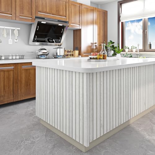 Livelynine Off White Beadboard Wallpaper Peel and Stick Faux Wood Slat Wall Paneling for Accent Wall Farmhouse Bead Boards Vinyl Prepasted Wallpaper Rolls Removable Contact Paper for Walls 15.8x78.8