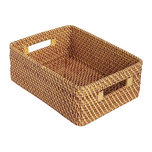 Seville Classics Premium Natural Handwoven Portable Laundry Bin Basket with Carrying Handles - color: Natural Water Hyacinth, size: Rectangular Hamper