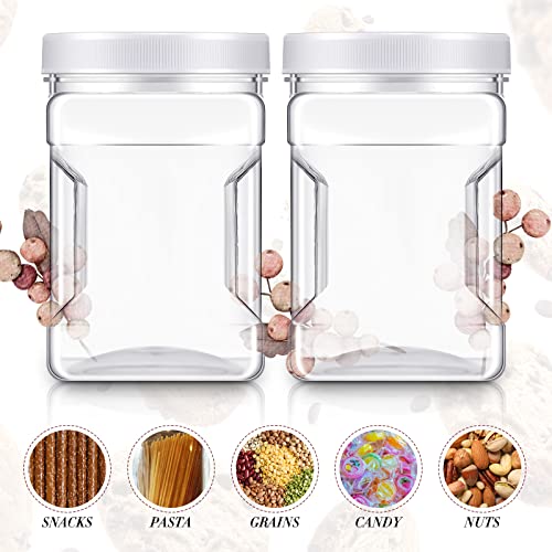 Gerrii 12 Pcs 27 Oz Plastic Storage Jars with Lids, Clear Wide Mouth Square Plastic mason Containers, Paint Storage Containers with Easy Grip Handles, Reusable Wide Mouth Canisters