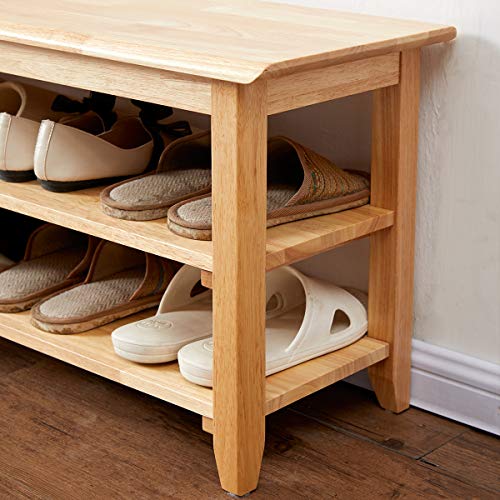 XKZG Storage Bench Wooden Shoe Rack Bench Simple Style Wood Entryway Bench (Natural,47.2") - color: Natural, size: 47.2"W x 11.8"D x 16.5"H