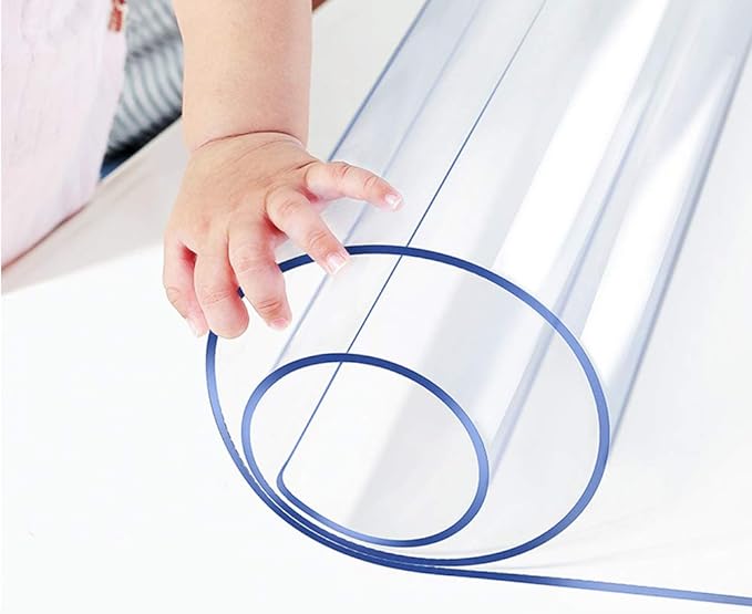 Wadrac Multisize Small PVC Clear Table Cover Top Protector-12x38 in Heat Resistant Anti Scratch Plastic Cloths Rectangular Vinyl Non-Slip Desk Pad for Children Painting Sofa Side Table/Writing Desk