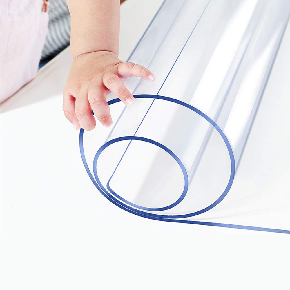 Wadrac Clear Table Protector Plastic Table Cloths PVC Night Stand Table Cover Mat Office Desk Mat Shelf Surface Protection Crystal Children Painting Cover Pad Transprent Rectangular 38x72 inch