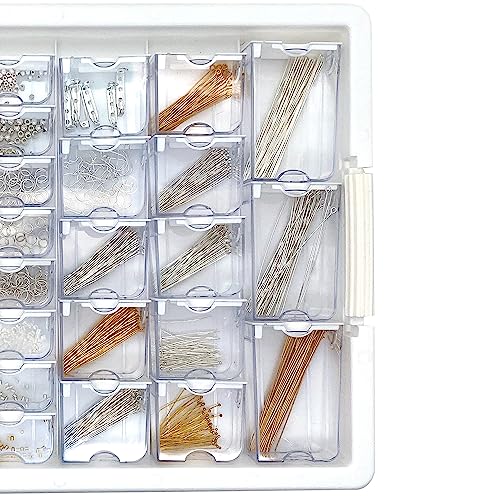 Bead Storage Solutions Elizabeth Ward Plastic See-Through Stackable 1,111 Piece Gold/Silver Assorted Costume Jewelry Findings Tray Bead Organizer - style: 1,111 PC Jewelry Findings