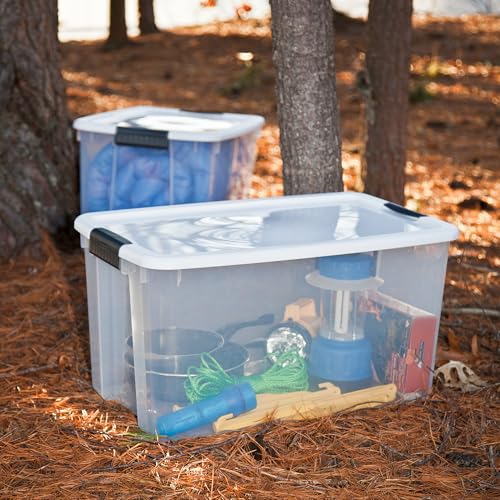Sterilite 8-Pack 70 Quart Ultra Latch Box, Clear Storage Organizer Bins with Latching Lids - Stackable Plastic Containers for Home Organization in Garage, Attic, Basement, and Closet - size: 70 Quart