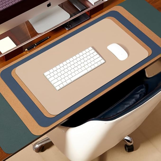 Cork Desk Mat - Dual-Sided Desk Pad for Office and Home - Desk Organization and Accessories - Ideal for Large Mouse Pad and Desk Mats on Top of Desks(Orange,36"x 17")