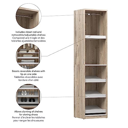 Bestar Cielo Closet Organizer, 20-inch Rustic Brown and White Wardrobe for Bedroom, Mudroom, Entryway, or Kitchen Pantry - color: Rustic Brown and White