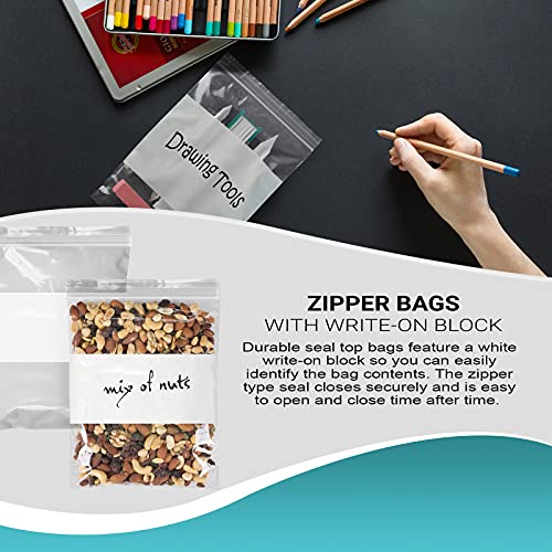 APQ Pack of 1000 White Block Zipper Bags 8 x 10. Ultra Thick Write on Block Poly Bags 8x10. Thickness 4 mil. Pills Bags. Great for Packing and Storing. Ideal for Industrial, Food Service. - size: 8" x 10" / 1000 Pack