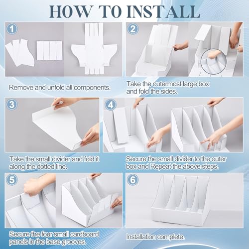 3 Pack Cardboard Magazine File Holders 12 Grids Vertical Book Bins 10.6'' x 10.2'' x 14'' Magazine Document Storage Box for Desk Shelves Home Office Classroom Library Use (White) - color: white