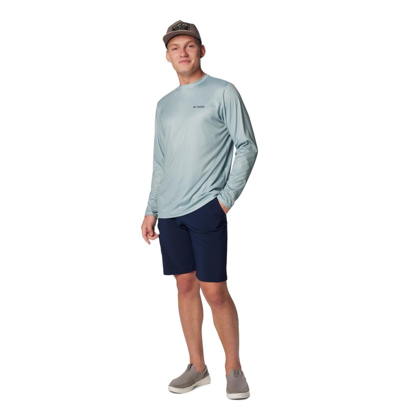Columbia Men's Terminal Tackle PFG Blackline Long Sleeve, Crushed Blue/Blackline Trout, X-Large