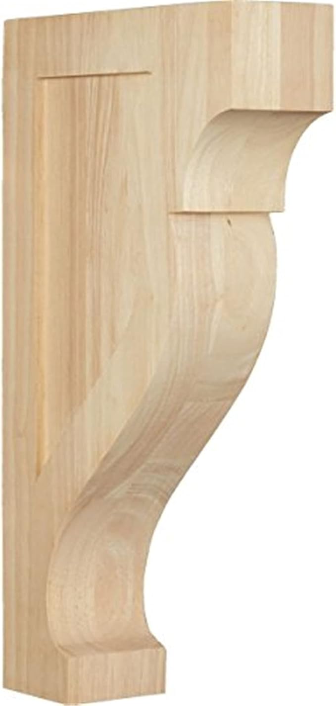 Ekena Millwork CORW03X10X18RKRW Extra Large Rockport Wood Corbels, 3 1/8"W x 10"D x 18"H, Rubberwood