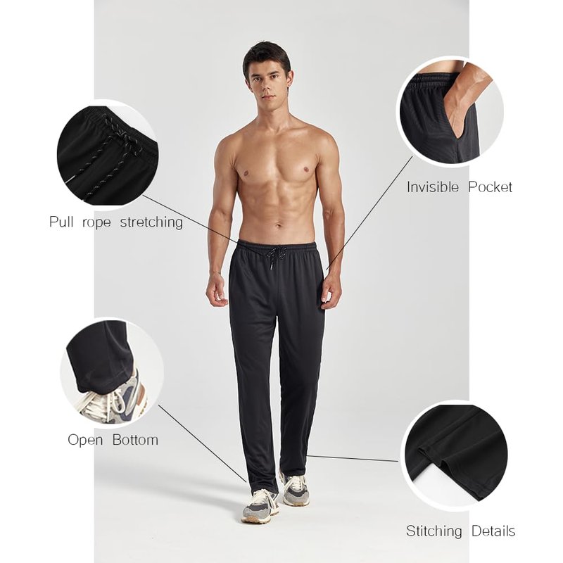 ZH 3-Pack Men's Mesh Jogger Pants, Comfortable Athletic Pants with Pockets for Active Wear, Lightweight & Breathable S-3XL