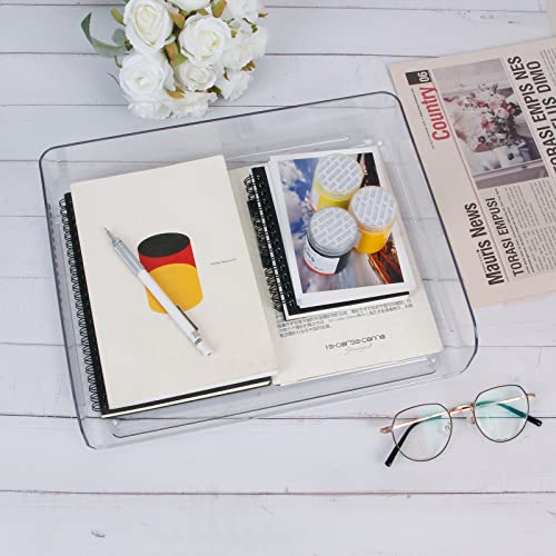 2 Pack Stackable Desk Letter Paper Tray, A4 Clear Plastic Desk File Organizer Letter Tray, Desktop File Paper Organizer with Anti-Skid Design for Office Desktop
