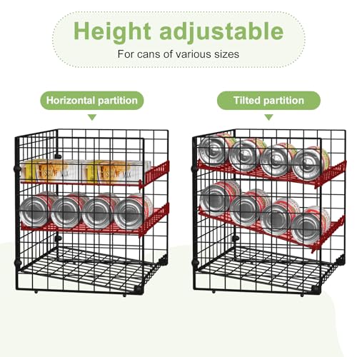 JKsmart 3-Tier Stackable Can Rack Organizer for Pantry, Adjustable Can Storage Holder for Various Ounces of Canned food Soda Drinks, Can Dispenser for Kitchen Cupboard Cabinet, 2 Pack - size: 3 Tier - 2Pack