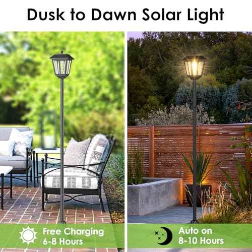 68" Solar Lamp Post Lights 2Pack, Outdoor Post Lights Waterproof, Pole Lights Outdoor, Decorative Lamp for Garden, Patio, Lawn, Pathway, Driveway, Front/Back Door, Warm White (2)
