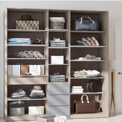 2Pack Expandable Closet Tension Shelves Organizers, Adjustable Wall Mounted Tension Shelf for Cabinet Rack Storage Wardrobe Divider Shelving for Closets Pantry Cupboard Kitchen - size: 2Pack/Liner, Large, W11.8" X L(16.5 "~ 31")