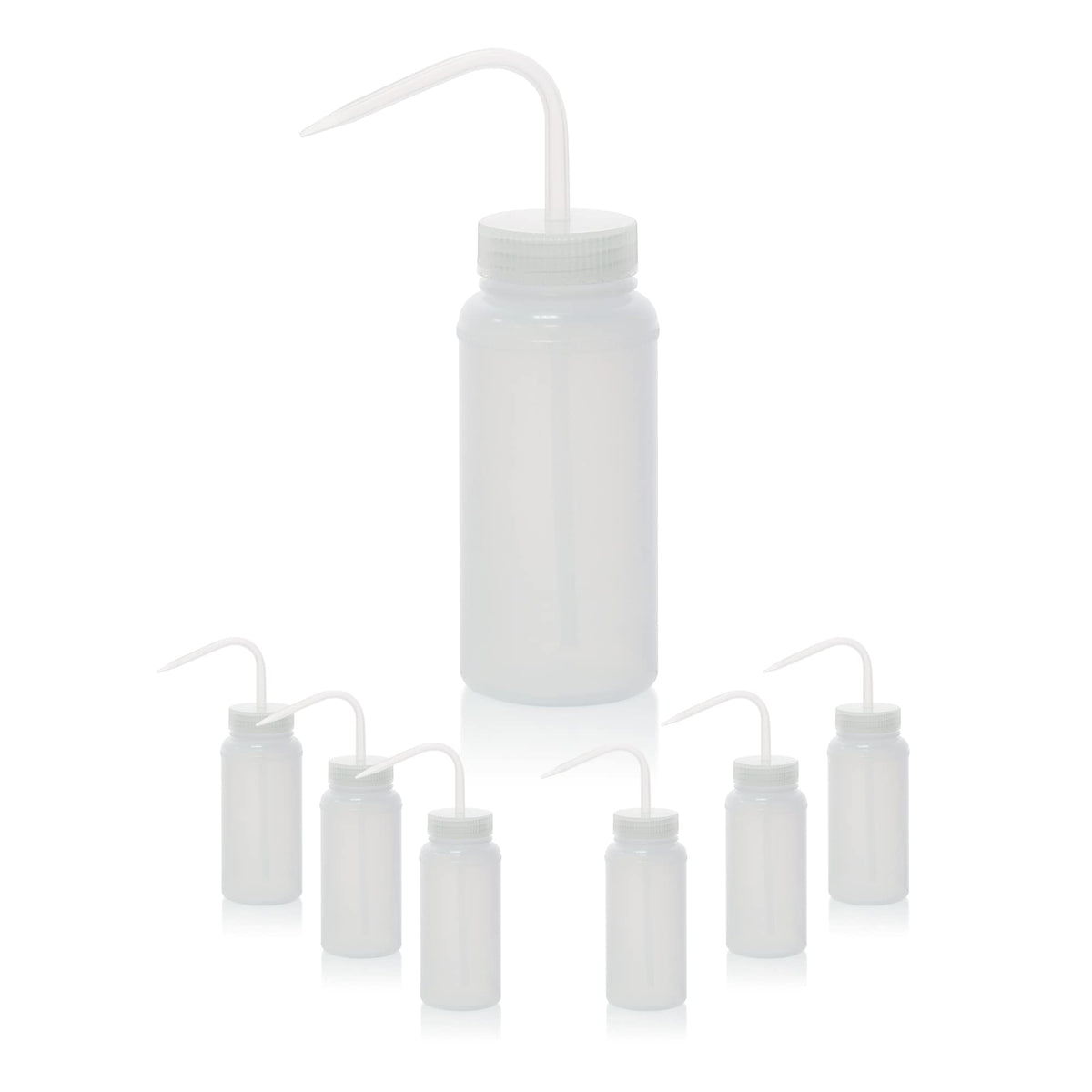 LABINVO 4pcs of Methanol Wash Bottles, Vol.500ml (17oz), Narrow Mouth, Self-Venting Safety Wash Bottles, LDPE Material, IN-WBM500