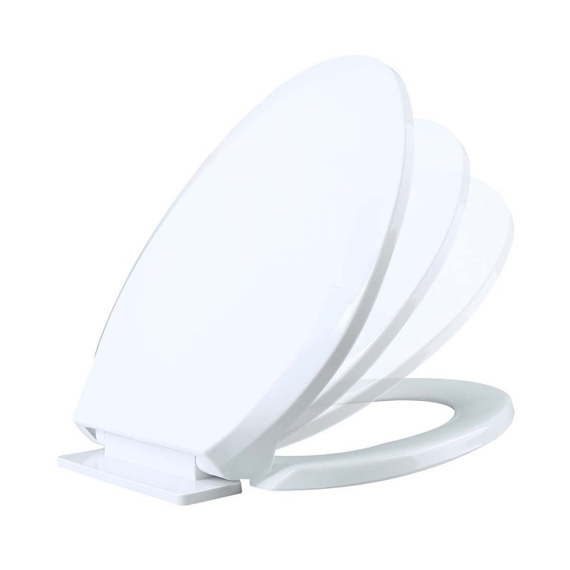 Renovators Supply Manufacturing White Plastic Soft Close Toilet Seat Elongated Slow Close Toilet Seat With Adjustable Mounting Hardware