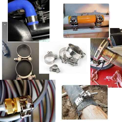 T-Bolt Hose Clamps, Adjust Tube Clamps 23-25mm 304 Stainless Steel Heavy Duty Pipe Tube Clamps (4 Pcs)