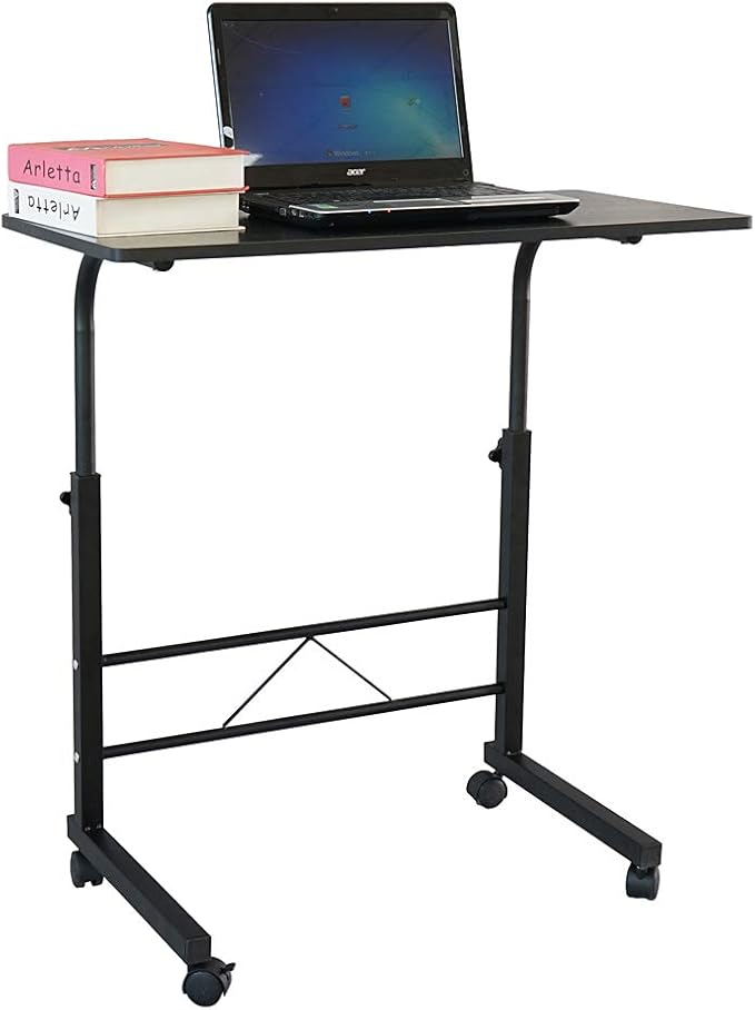 Karl home Side Table Mobile Standing Desk Adjustable Height Portable Laptop Table, TV Tray Computer Workstation Sofa Bed Teble for Home Office, Desktop 23.62" L x 15.75" W, Black
