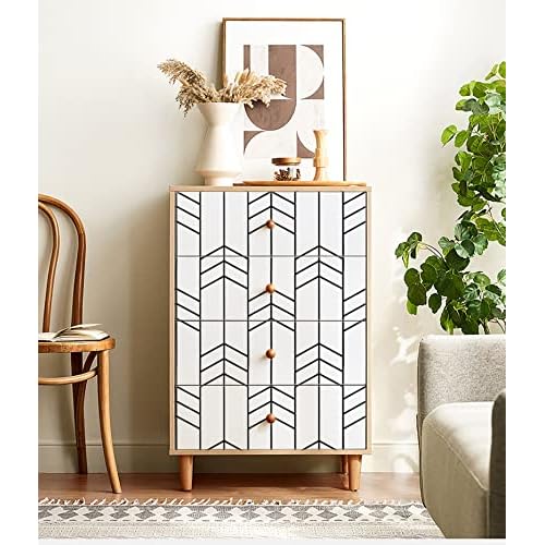 Black and White Wallpaper Peel and Stick Wallpaper Modern Geometric Removable Wall Paper Stripe Contact Paper for Cabinets Shelf Liner Bathroom Vinyl Roll Self Adhesive 17.7"x118" Renter Friendly