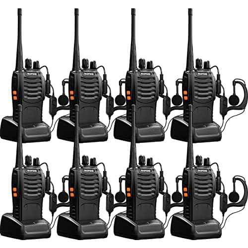 Baofeng Walkie Talkies for Adults Rechargeable bf-888s Two-Way Radios Long Range Interphone Handheld Communicator Professional UHF 8 Pack Walky Talky Set with Earpiece,Li-ion Battery and Charger