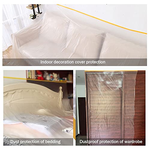 Pre- Taped Masking Film - for Automotive Covering Painting Paint Masking (Size - 5 x 65-Feet roll.Thickness -0.23Mil)