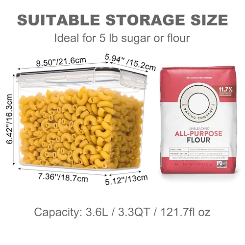 PANTRYSTAR Medium Food Storage Containers with Lids Airtight 3.6L /121.7Oz, for Flour, Sugar, Baking Supply, 3PCS BPA Free Plastic Canisters for Kitchen Pantry Organization - size: 3.6 L