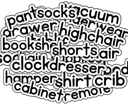 Sight Word Learning Activity & Reading Game - 20 PC Educational Decal Kit for Preschool & Kindergarten - Interactive Phonics Tools for Home & Classroom - Furniture and Objects
