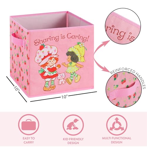 Strawberry Shortcake Storage Cubes for Kids,2 Pack 10"x10" Collapsible Fabric Bins with Handles, Organizer Boxes with Handles for Bedroom, Playroom & Nursery