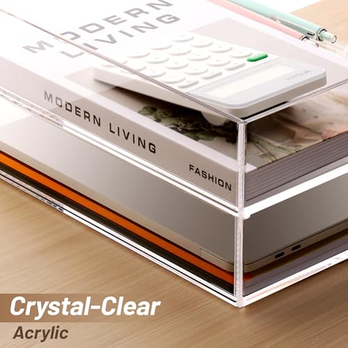 SANRUI Paper Organizer for Desk,Acrylic Stackable Letter Tray, Clear Desk Organizer, Paper Sorter for Office,Home or School,2-Pack - style: A4 Vertical File Trays 2 Tier