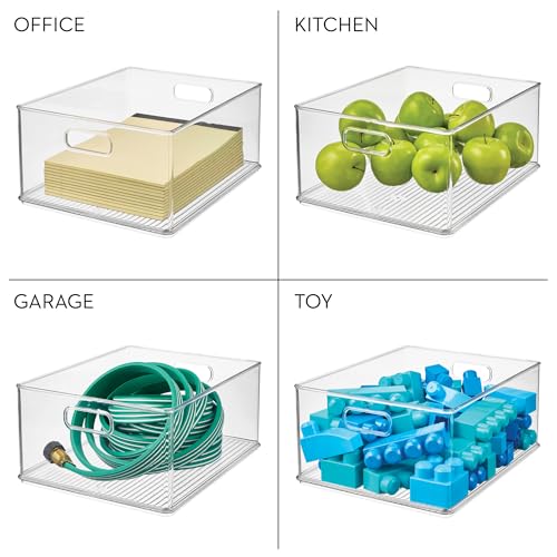 iDesign Recycled Plastic Stackable Storage Bin with Handles - Clear