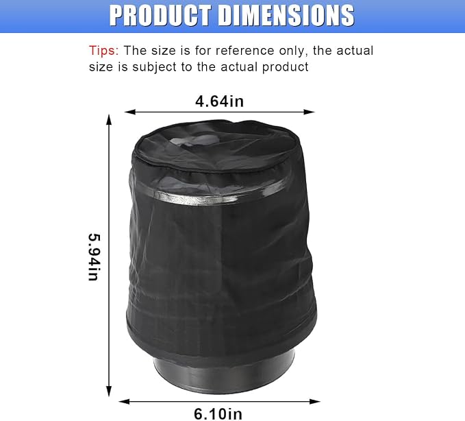 Air Intake Filter Sock Cover, Waterproof Dustproof Air Cleaner Protective Cover