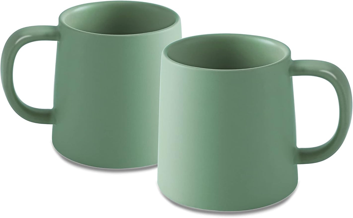 T-WARE 16 Oz Coffee Mugs, Matte Sage Green Mug Set of 2, Ceramic Mugs Coffee, Solid Color Coffee Cups Ceramic