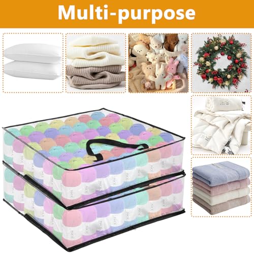 XL Yarn Storage Organizer 3 Bags, Oversized Yarn Organizer Moving Bag with Handle & Zipper, Closet/Under-Bed Storage Solutions for Knitting, Crochetfor, Sweater & Blanket Packing (26x26x8.7“, 3 Pcs)