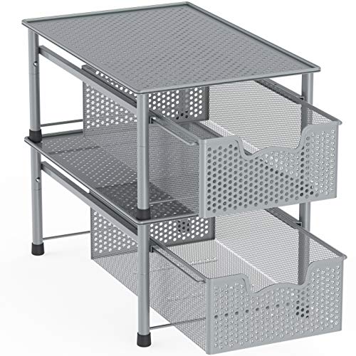 Simple Houseware Stackable Cabinet Basket Drawer Organizer, Silver - color: Silver, size: 1-Tier