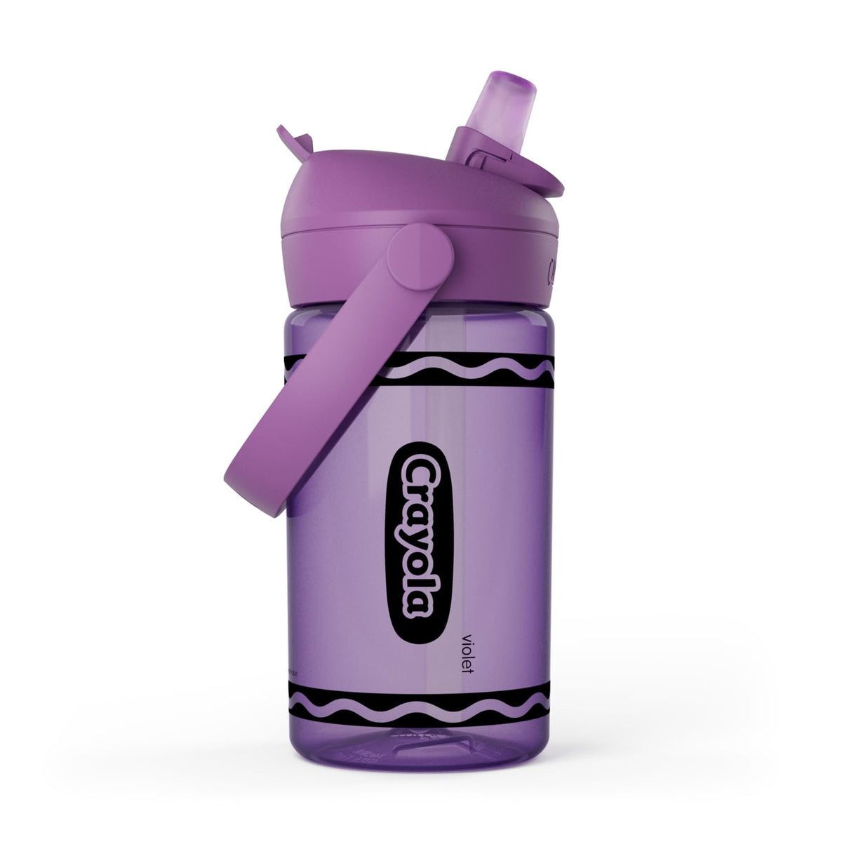 CamelBak Crayola Flip Straw Kids Water Bottle with Bite Valve, Tritan Renew Design for School and Everyday Use, 14oz, Violet
